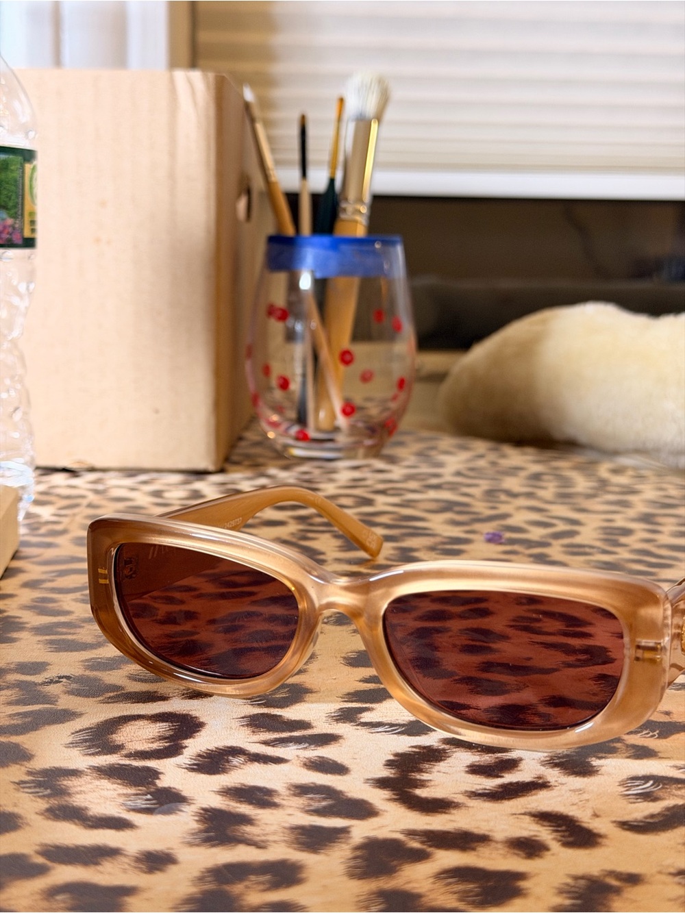 Women's Amber Transparent Rectangle Sunglasses